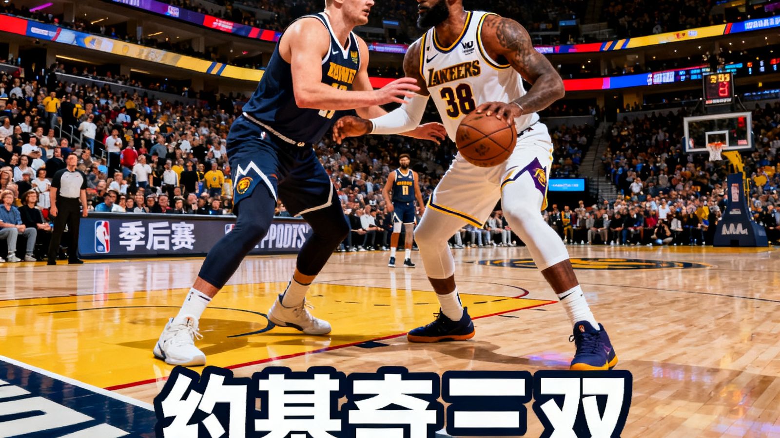 NBA季后赛湖人客场挑战掘金，约基奇三双率队取胜，詹姆斯空砍38分
