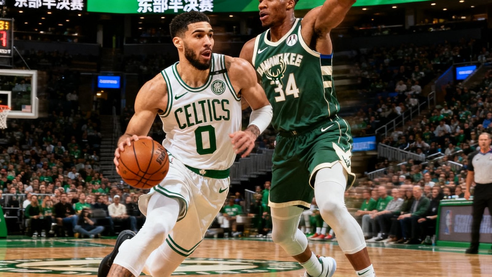 NBA季后赛东部半决赛凯尔特人对阵雄鹿，塔图姆和字母哥巅峰对决